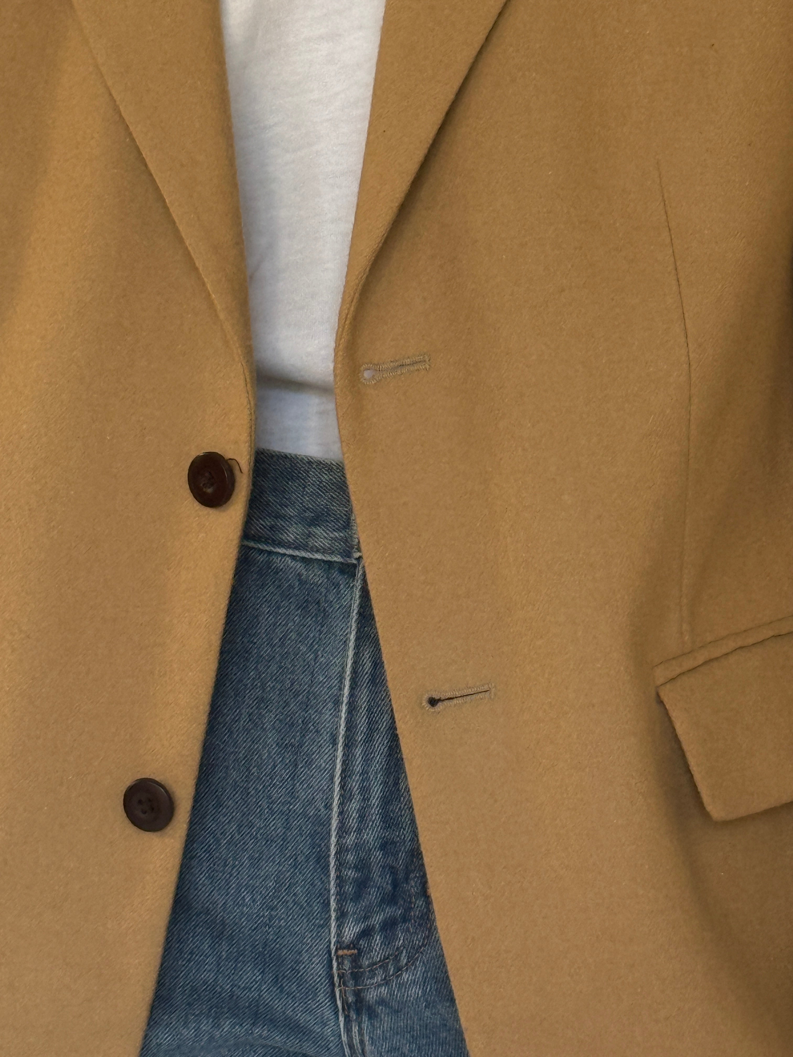 Vintage Oscar de la Renta camel blazer button detail