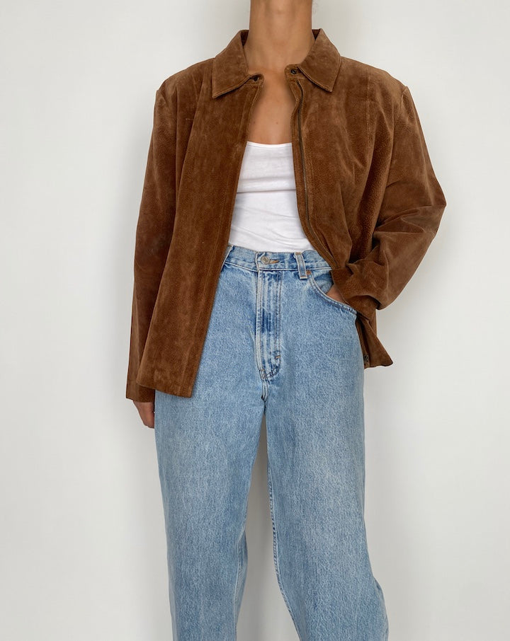 VINTAGE BROWN SUEDE LEATHER JACKET 2852