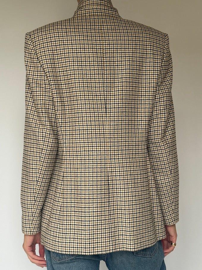 Vintage Houndstooth Blazer in Beige Tones 6150