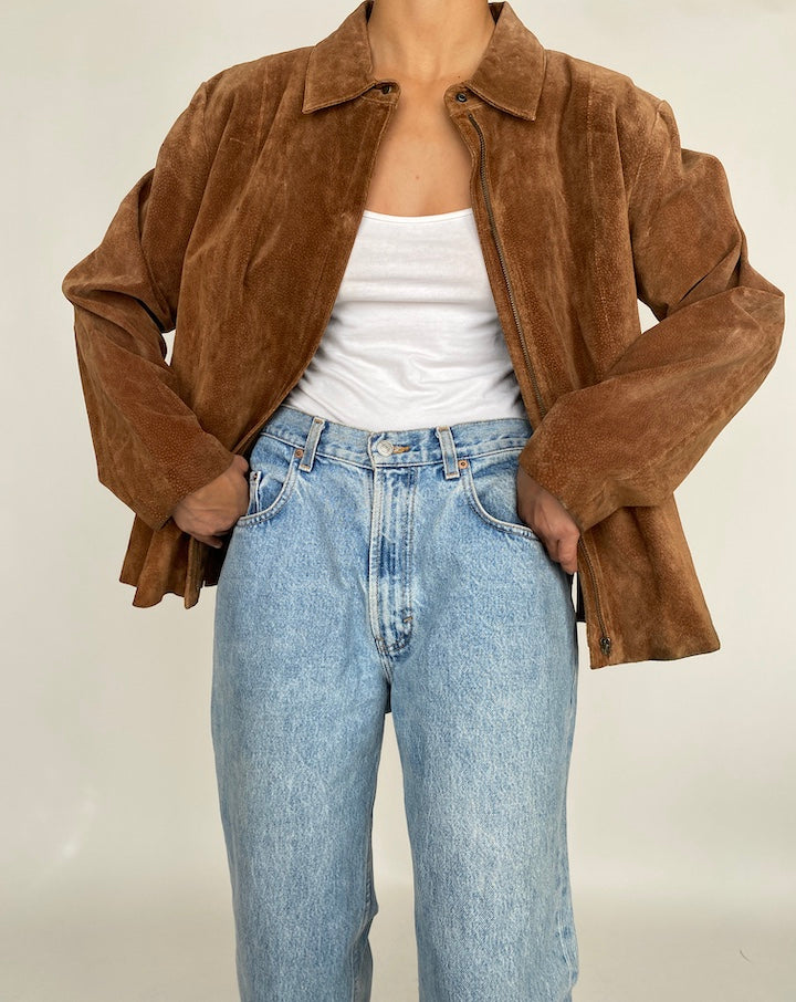 VINTAGE BROWN SUEDE LEATHER JACKET 2852