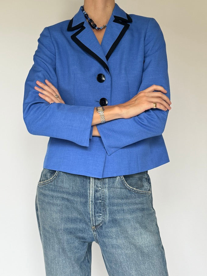 Vintage Tailored Blazer with Black Trim 6068