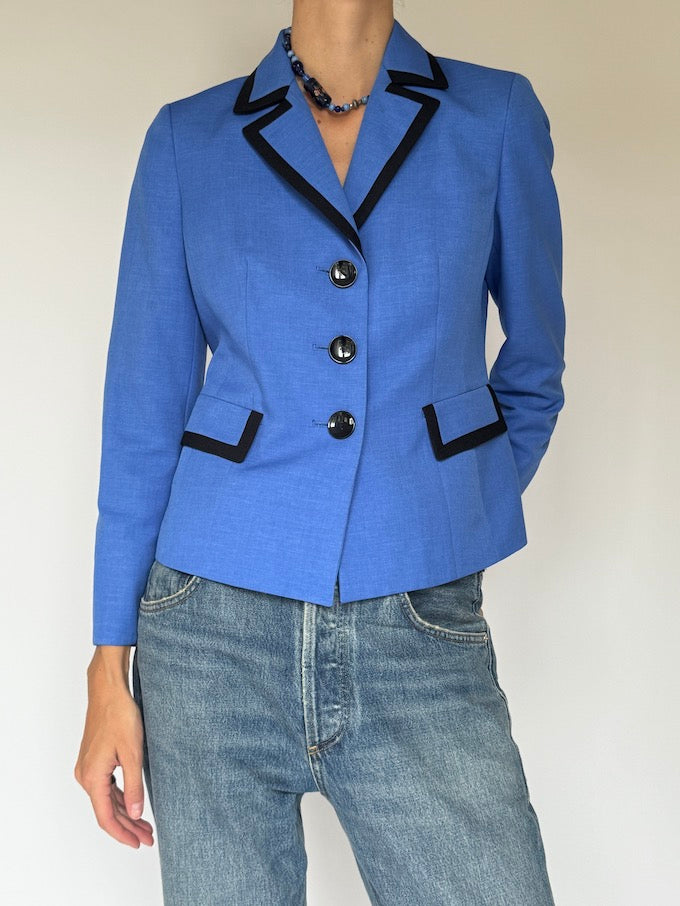 Vintage Tailored Blazer with Black Trim 6068