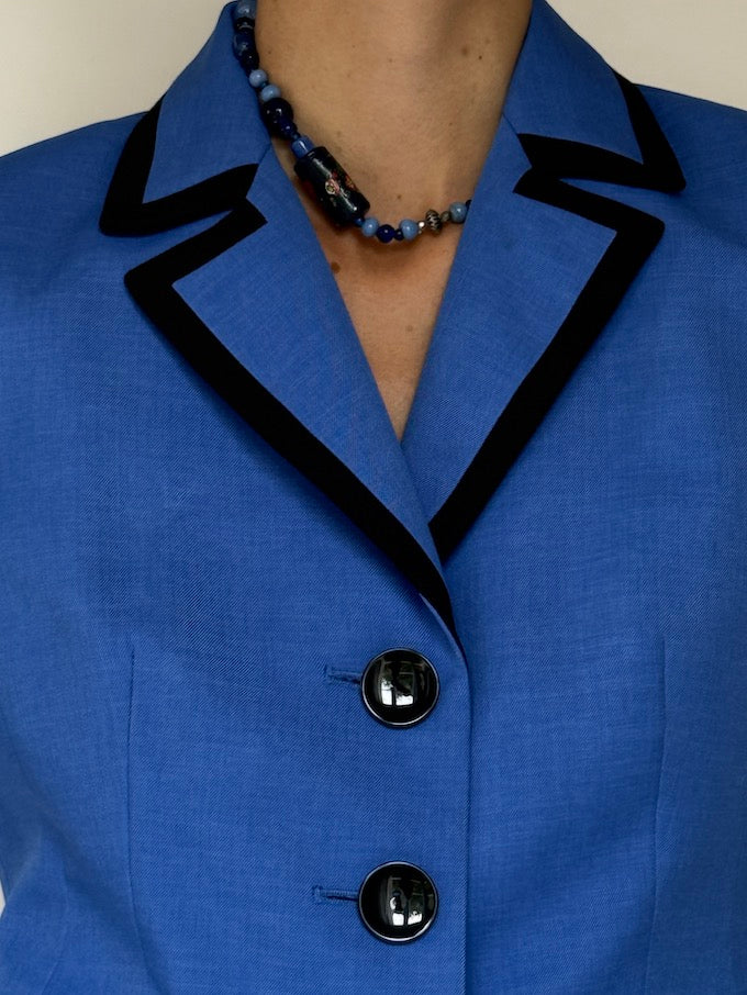 Vintage Tailored Blazer with Black Trim 6068