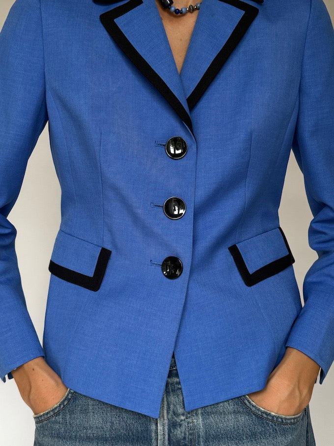 Vintage Tailored Blazer with Black Trim 6068