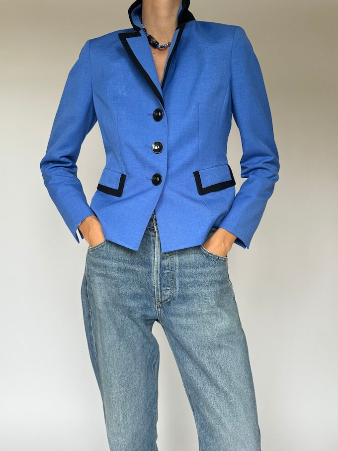 Vintage Tailored Blazer with Black Trim 6068