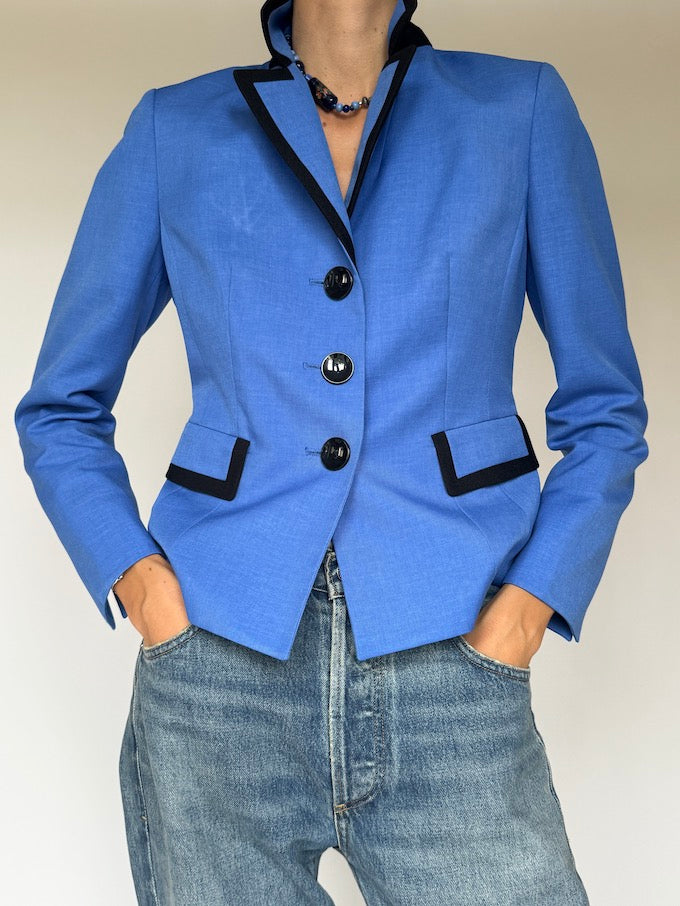 Vintage Tailored Blazer with Black Trim 6068