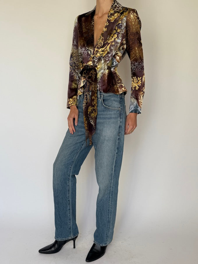 Vintage Baroque 100% Silk Blazer 6631