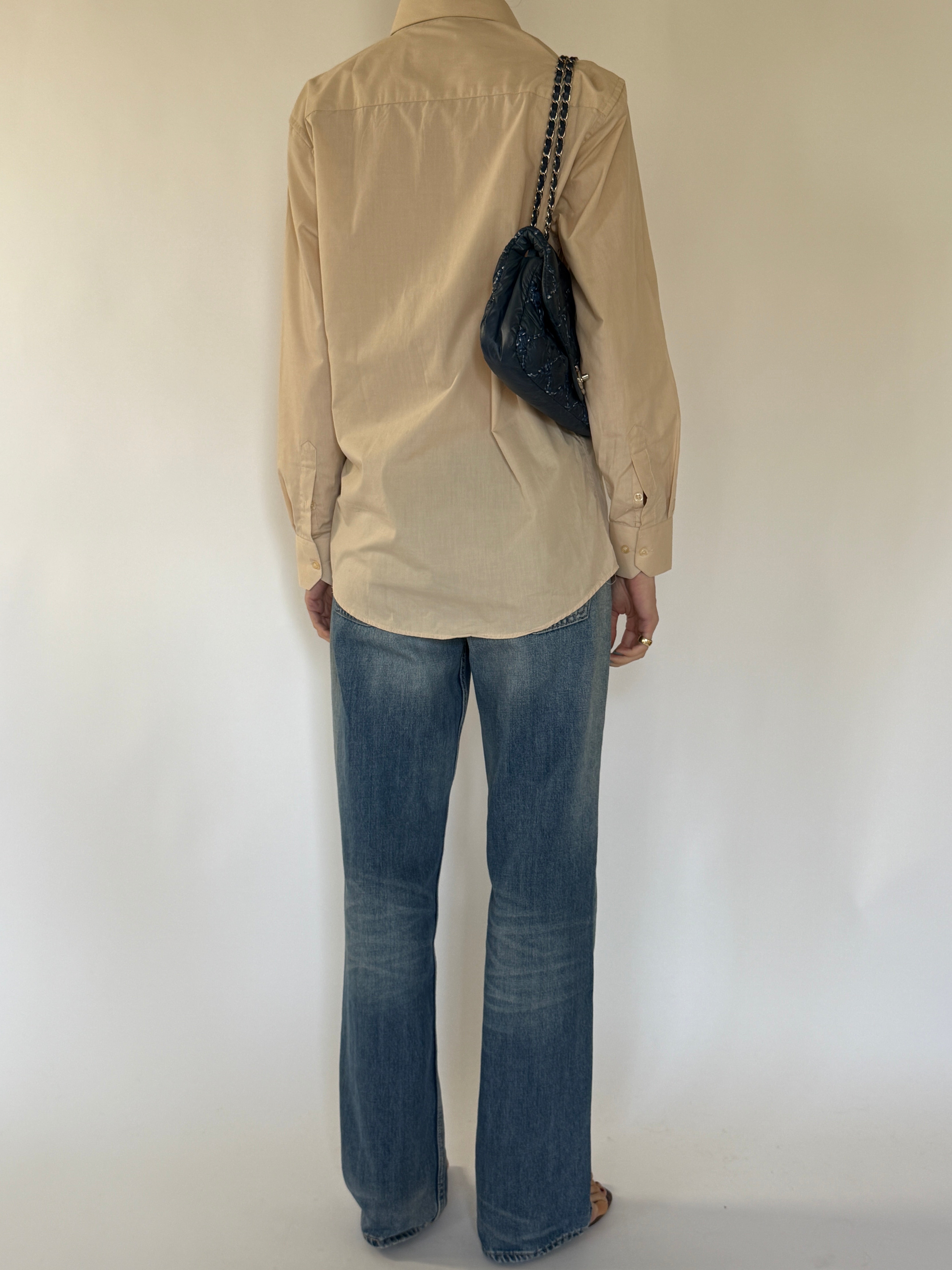 Vintage beige oversized shirt back view