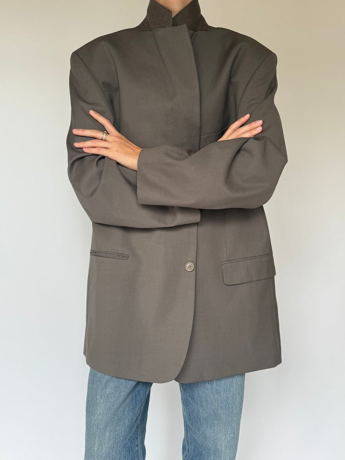 Vintage Oversized Blazer In Dark Sage 5784