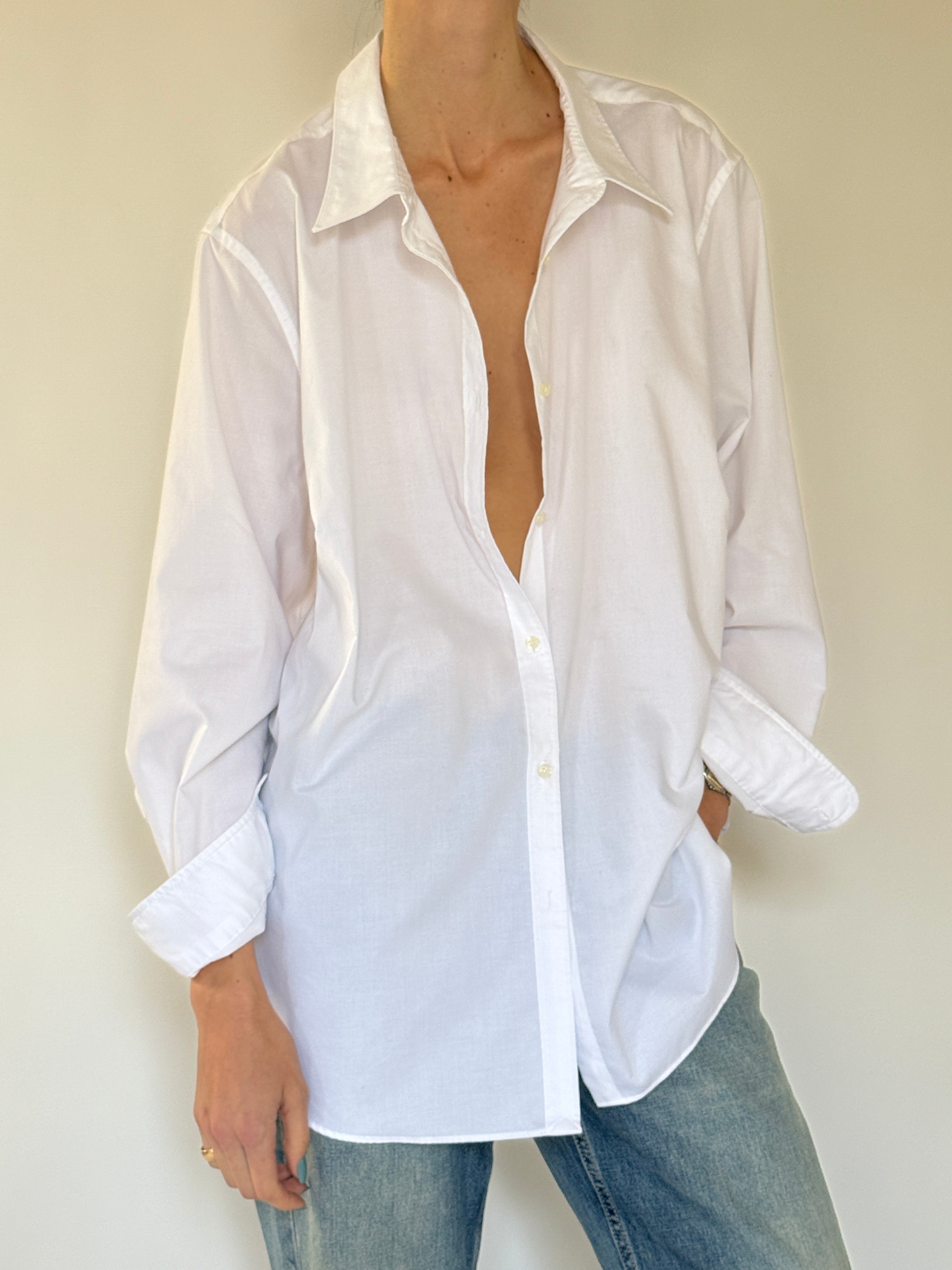 Vintage classic white shirt close-up front detail