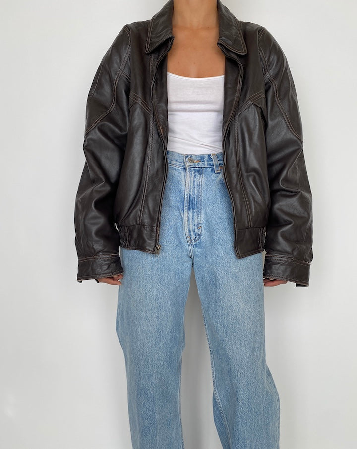 VINTAGE BOXY LEATHER JACKET 2855