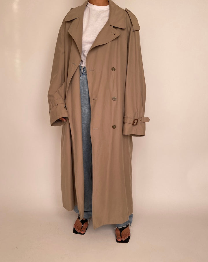 VINTAGE LONG OVERSIZED BEIGE TRENCH COAT 2359