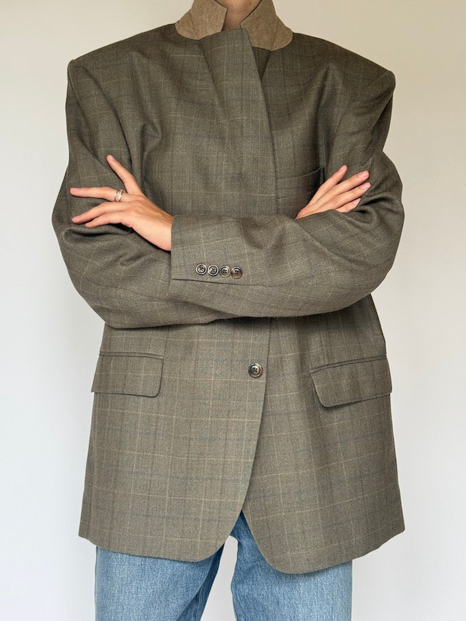Vintage Checked Blazer In A Silk-Wool Blend 5724