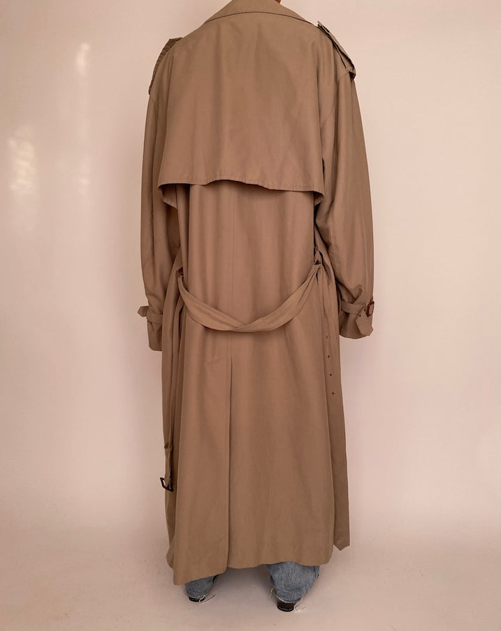 VINTAGE LONG OVERSIZED BEIGE TRENCH COAT 2359