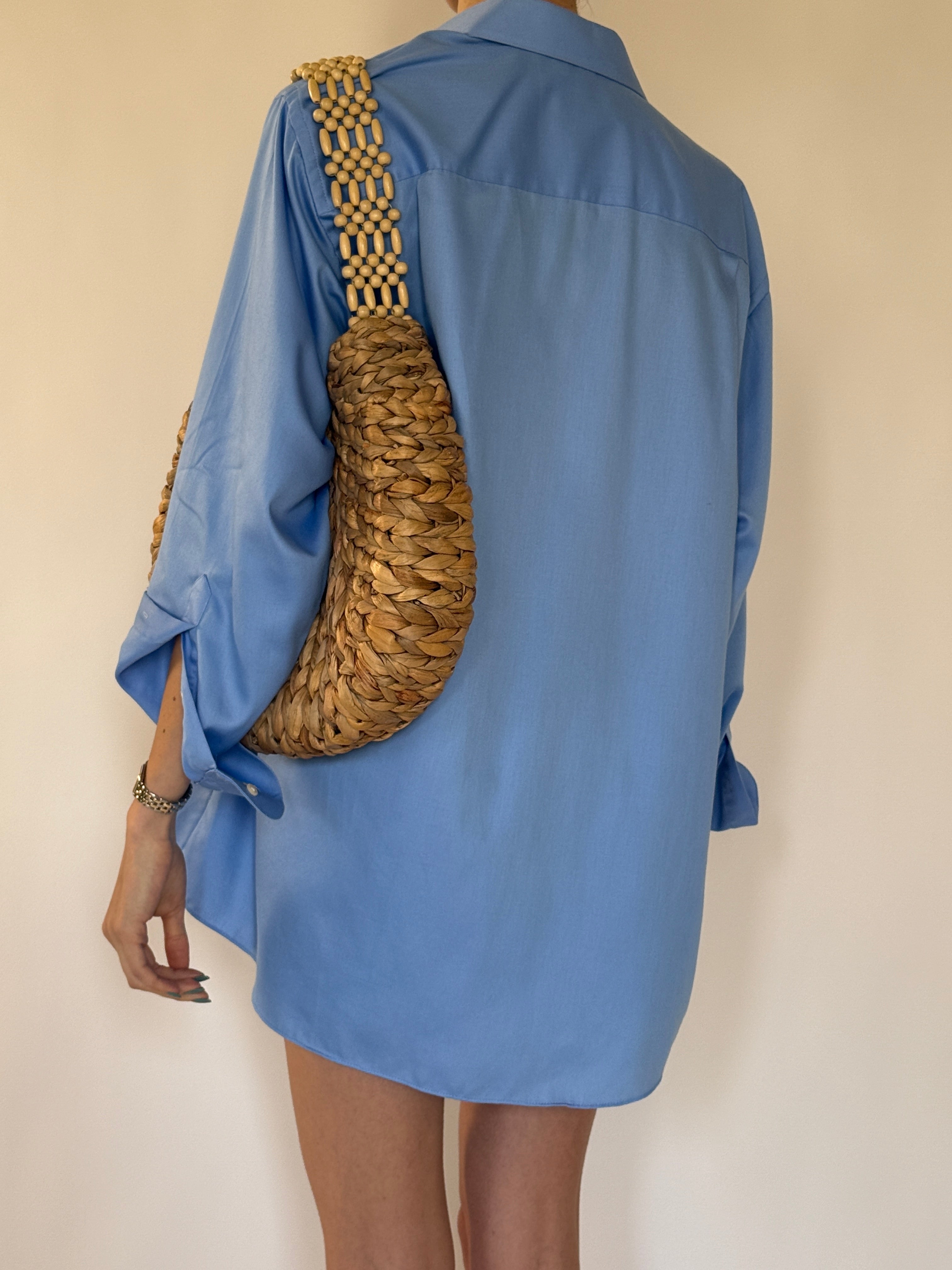 Vintage blue cotton blend shirt back view