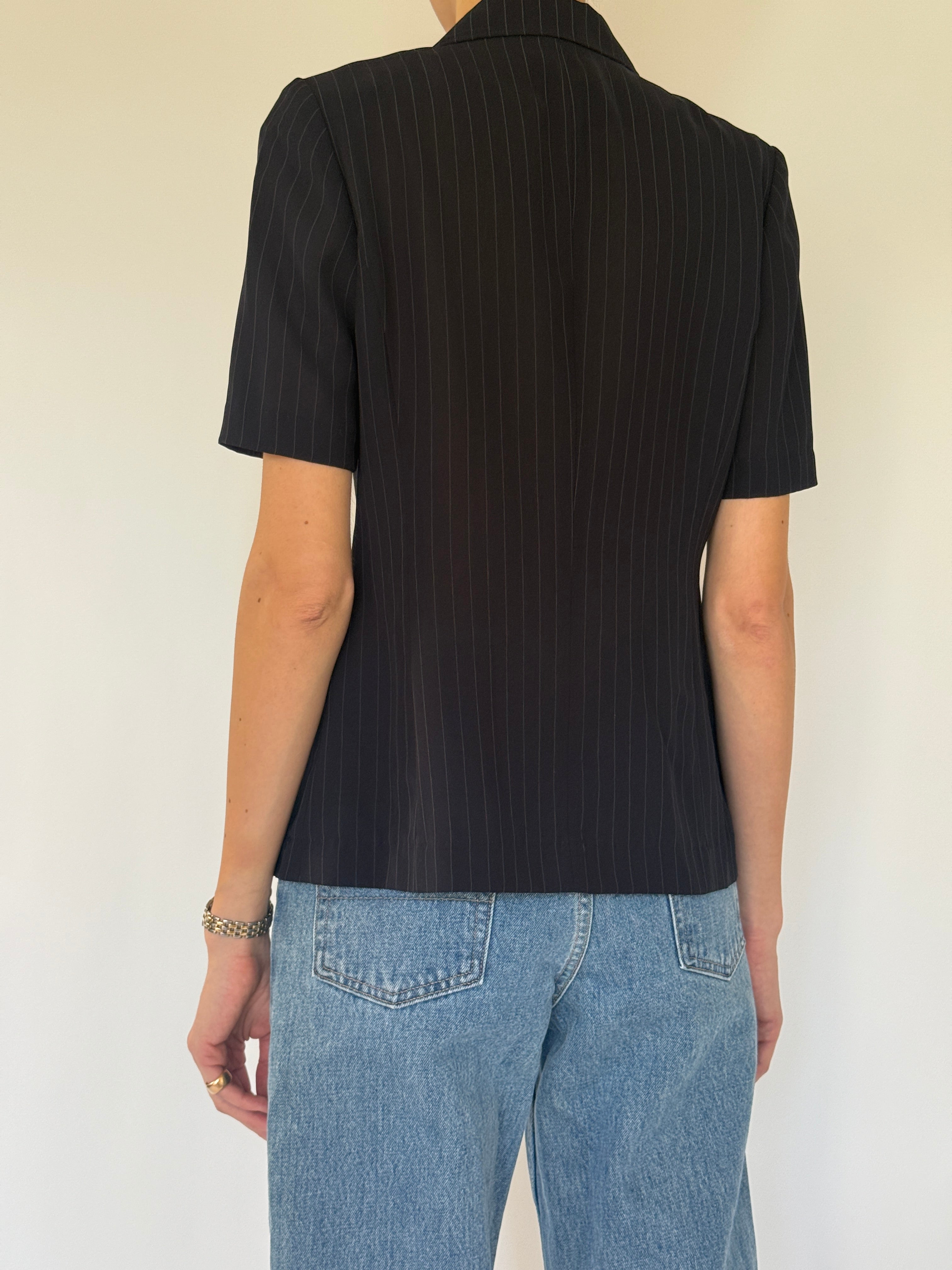 Vintage short sleeve pinstripe blazer back view