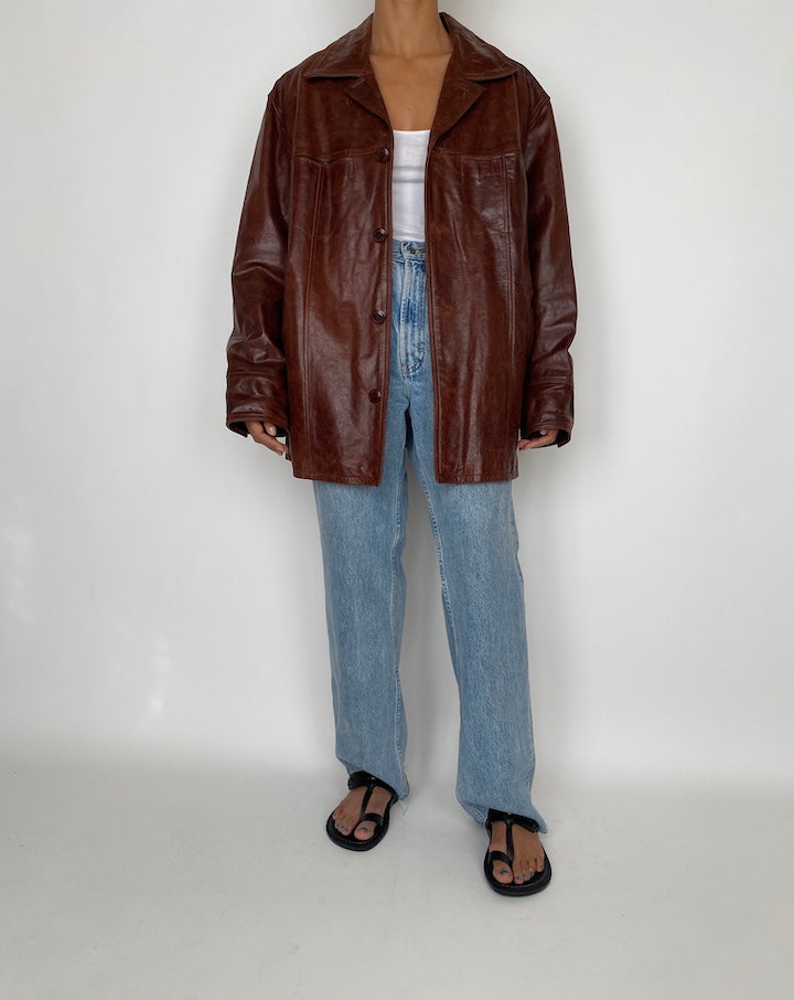 VINTAGE OVERSIZED LETHER JACKET 2857