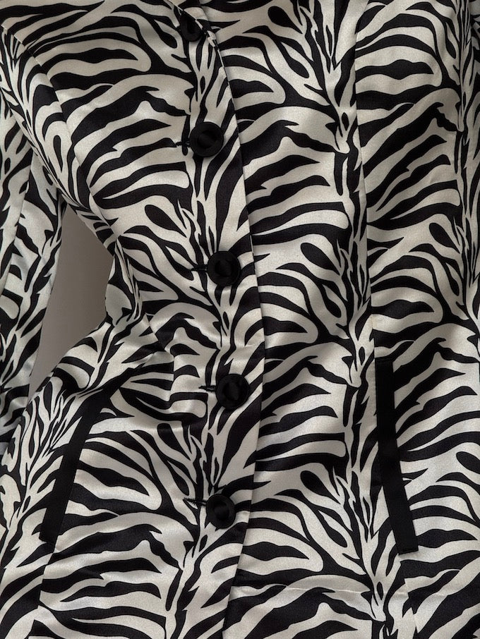 Vintage Zebra Print Fitted Blazer
