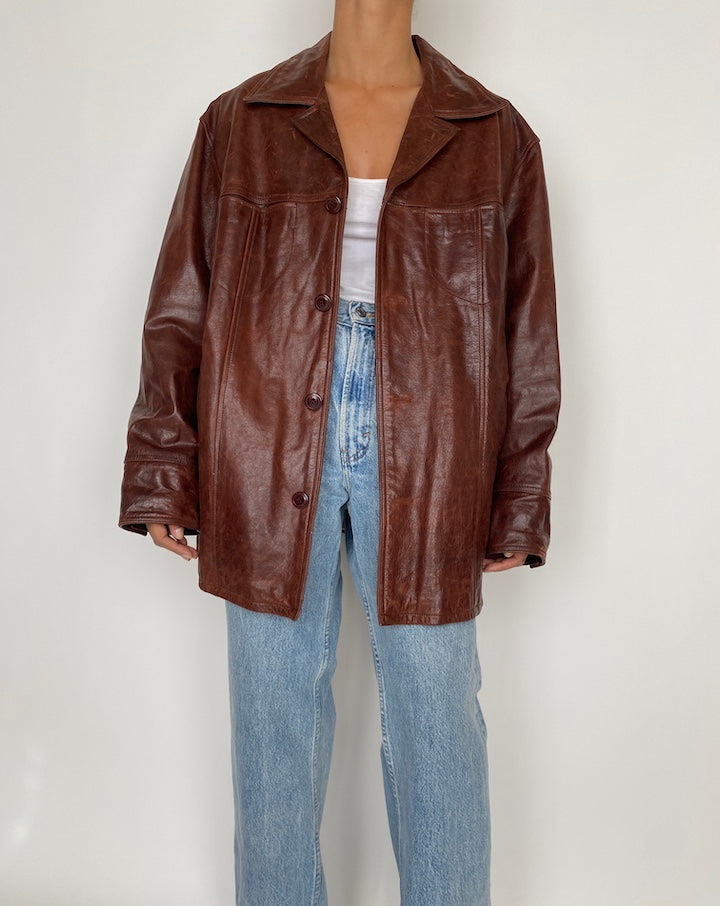 VINTAGE OVERSIZED LETHER JACKET 2857