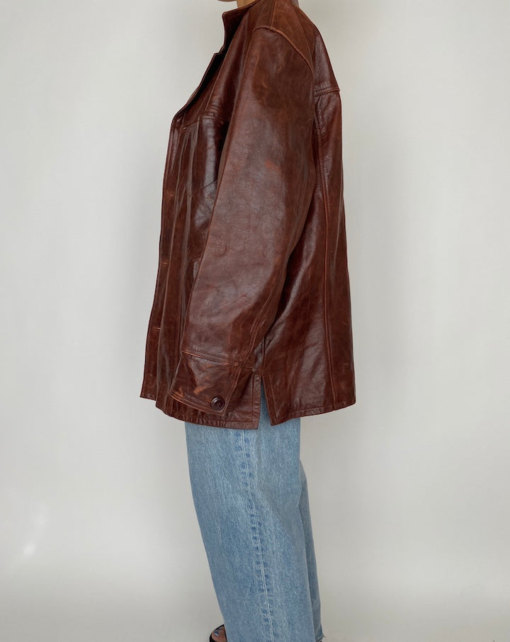 VINTAGE OVERSIZED LETHER JACKET 2857