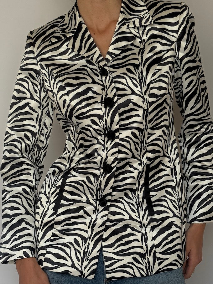 Vintage Zebra Print Fitted Blazer