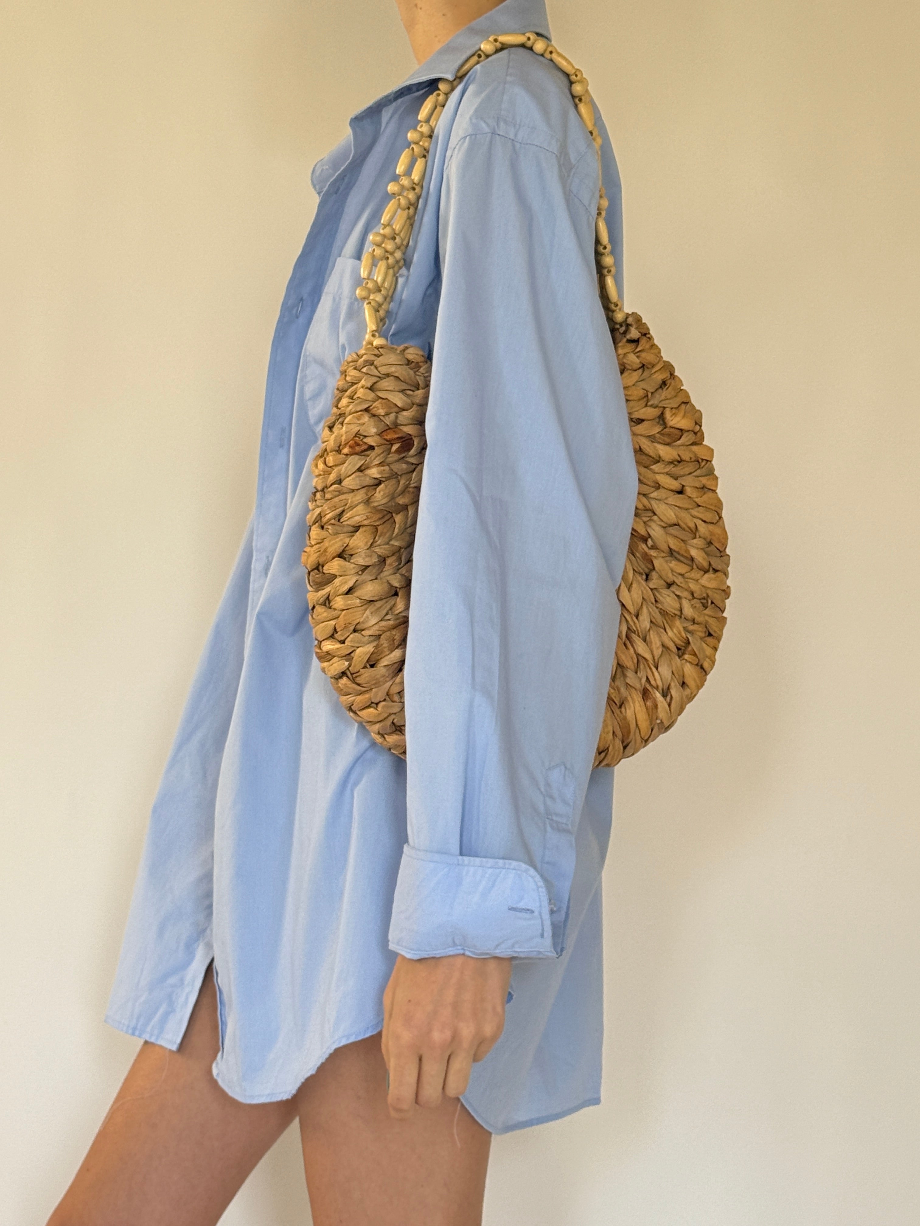 Vintage light blue oversized cotton shirt side view
