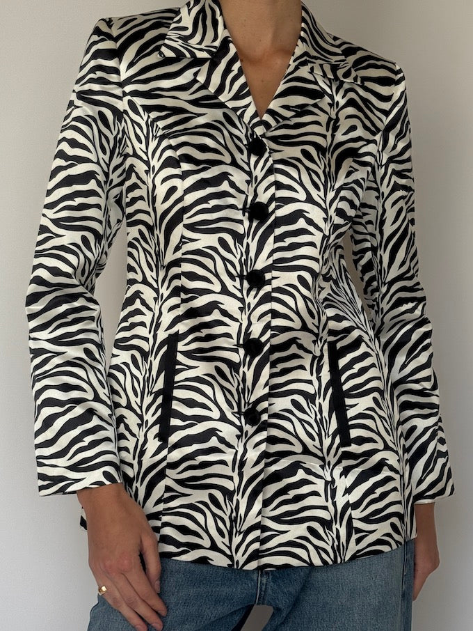 Vintage Zebra Print Fitted Blazer