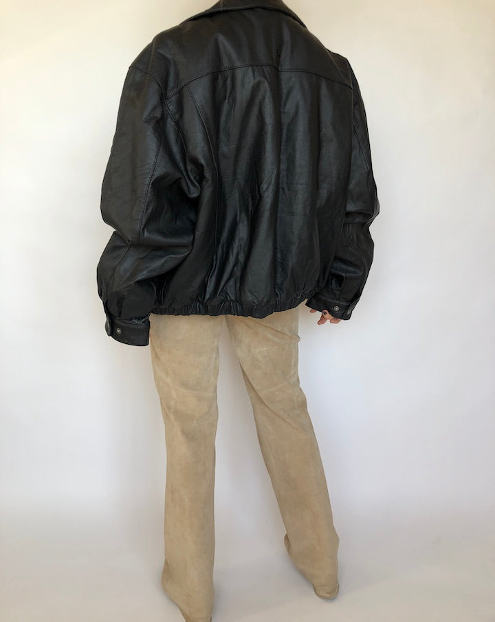 VINTAGE BLACK LEATHER JACKET 356