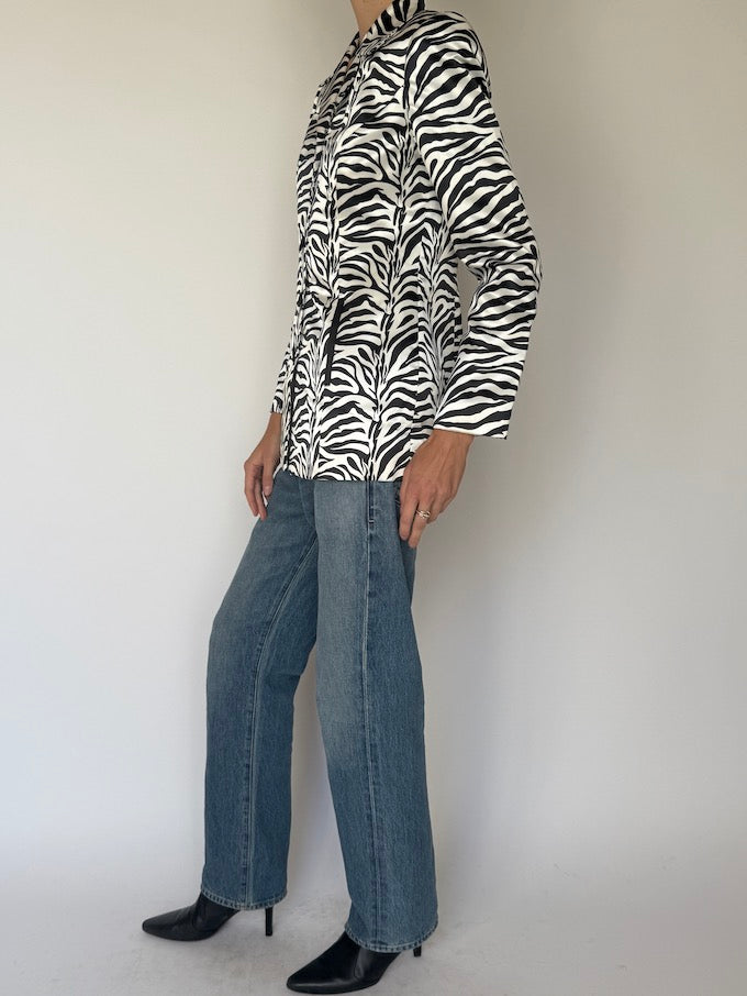 Vintage Zebra Print Fitted Blazer