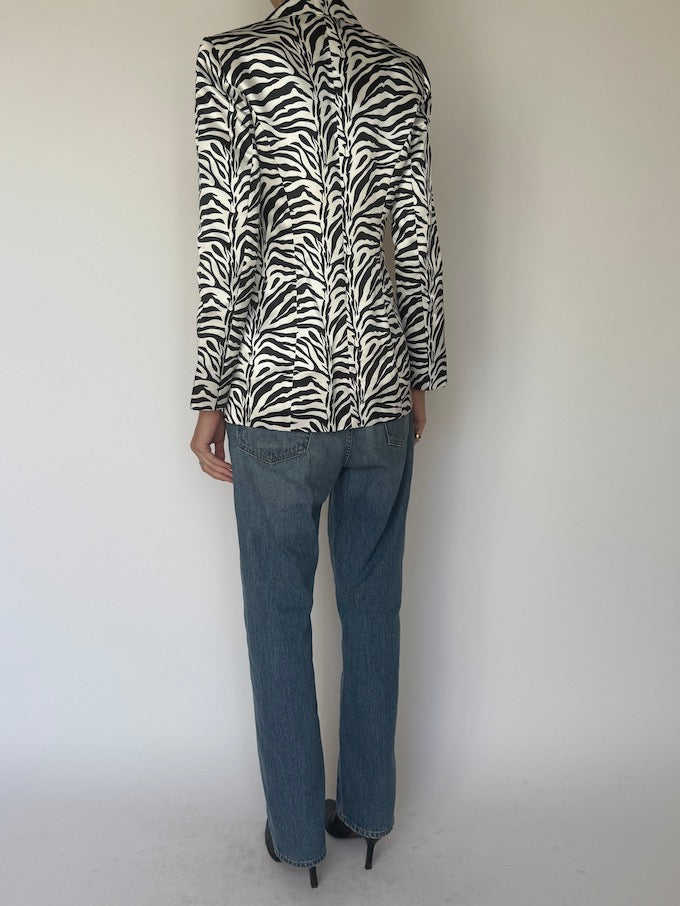 Vintage Zebra Print Fitted Blazer