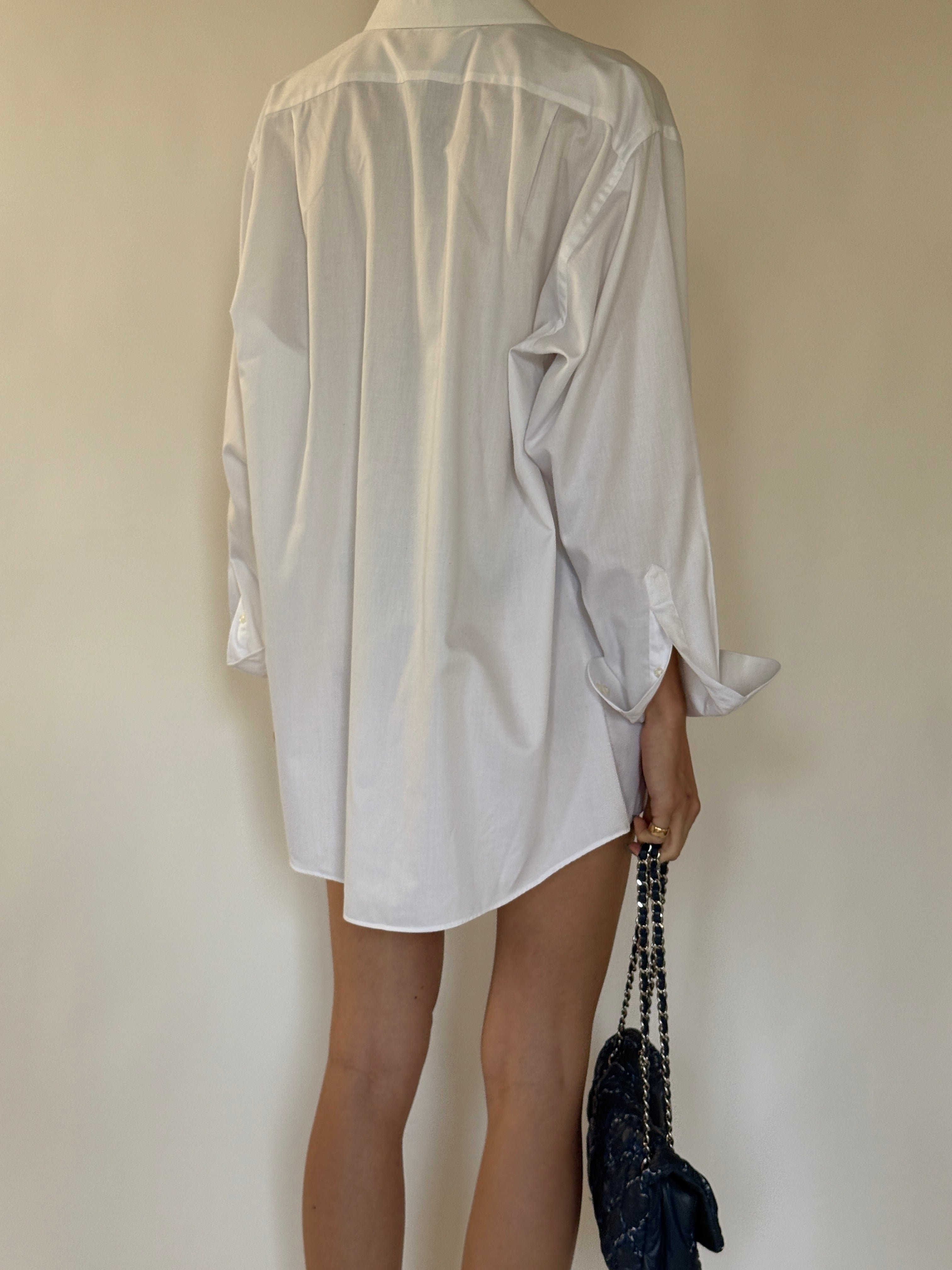 Vintage white cotton oversized shirt back view
