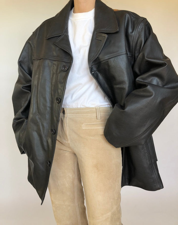 VITAGE OVERSIZED BEAUTIFUL LEATHER JACKET 357