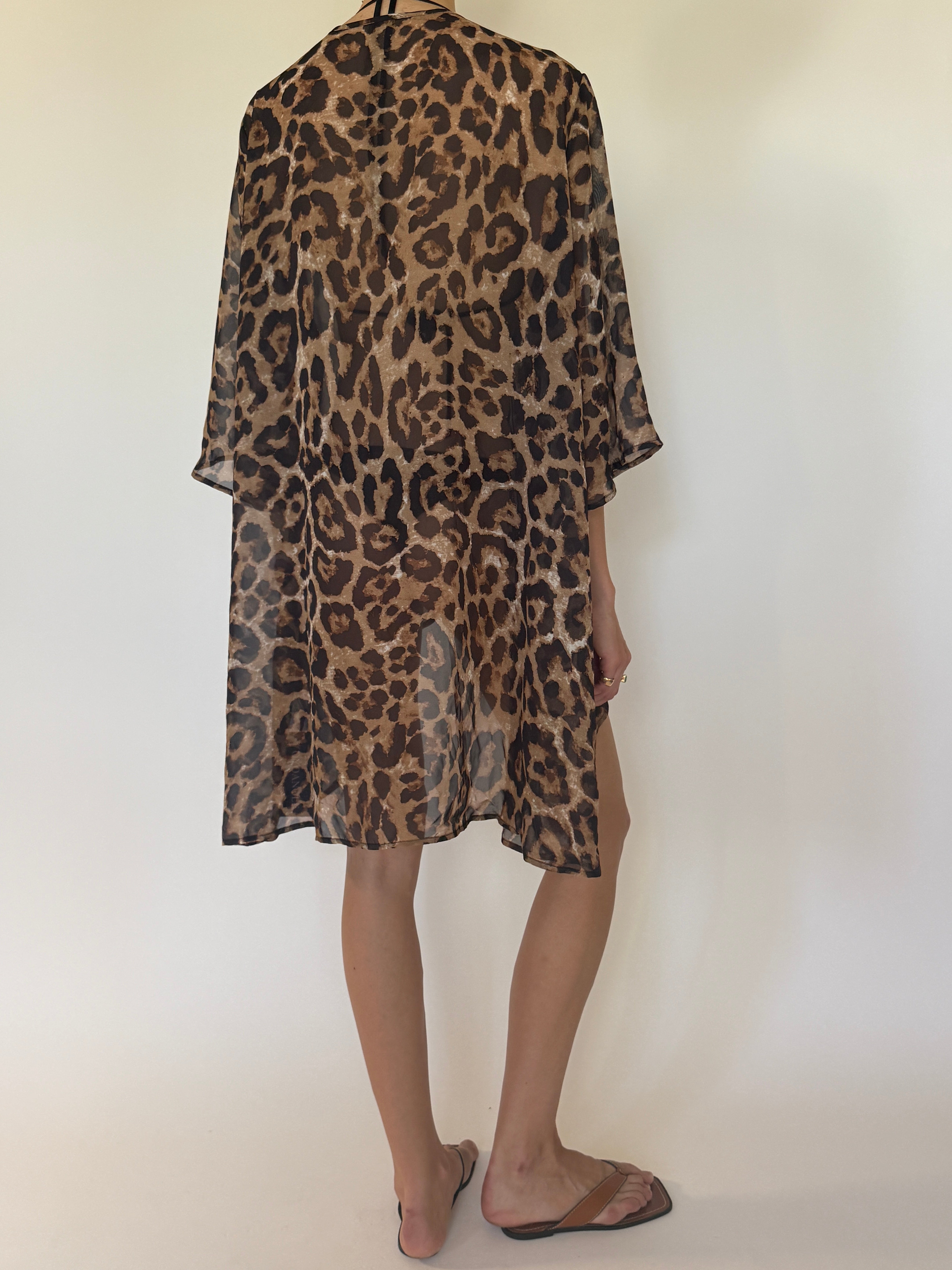Vintage leopard print kimono back view