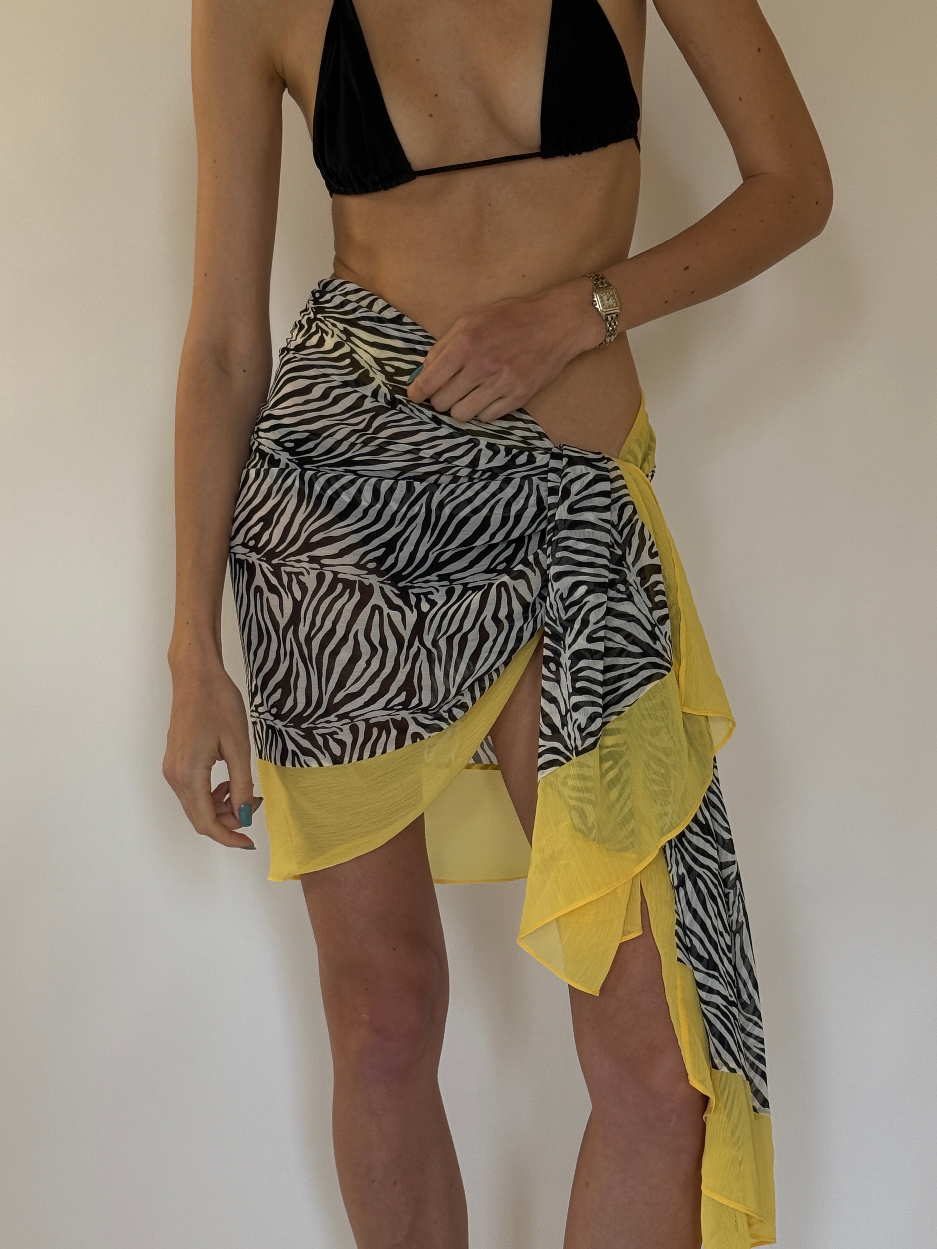 Vintage zebra print sarong close-up detail