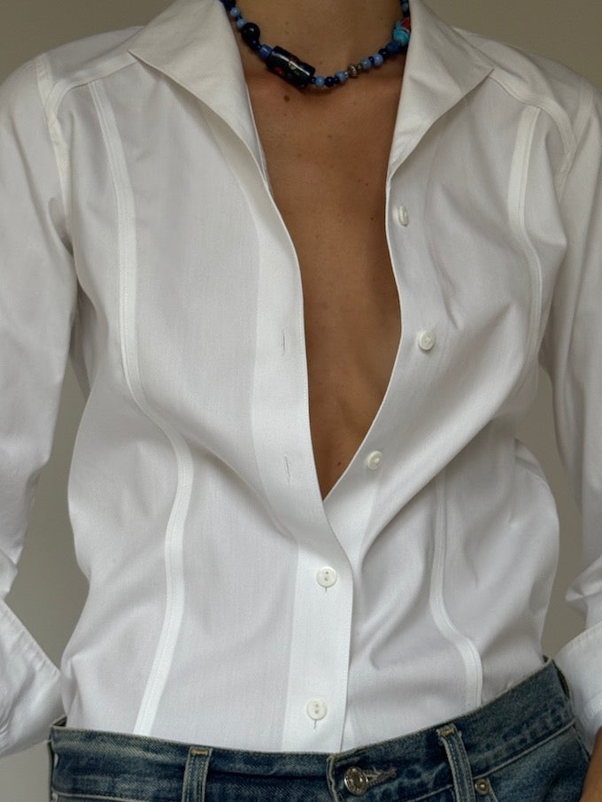 Vintage Button Down Shirt In White 5685