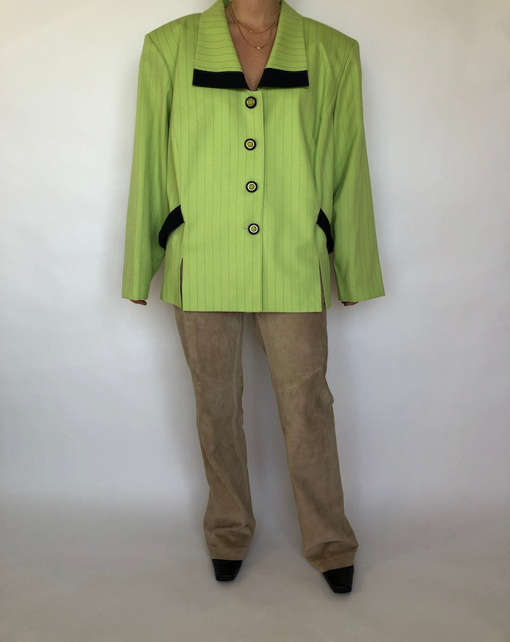 VINTAGE GREEN PINSTRIPED BLAZER 361