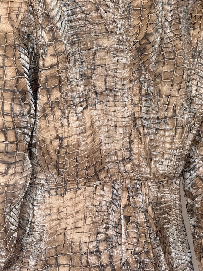 Vintage Croc-Effect Button-Up Jacket 6634