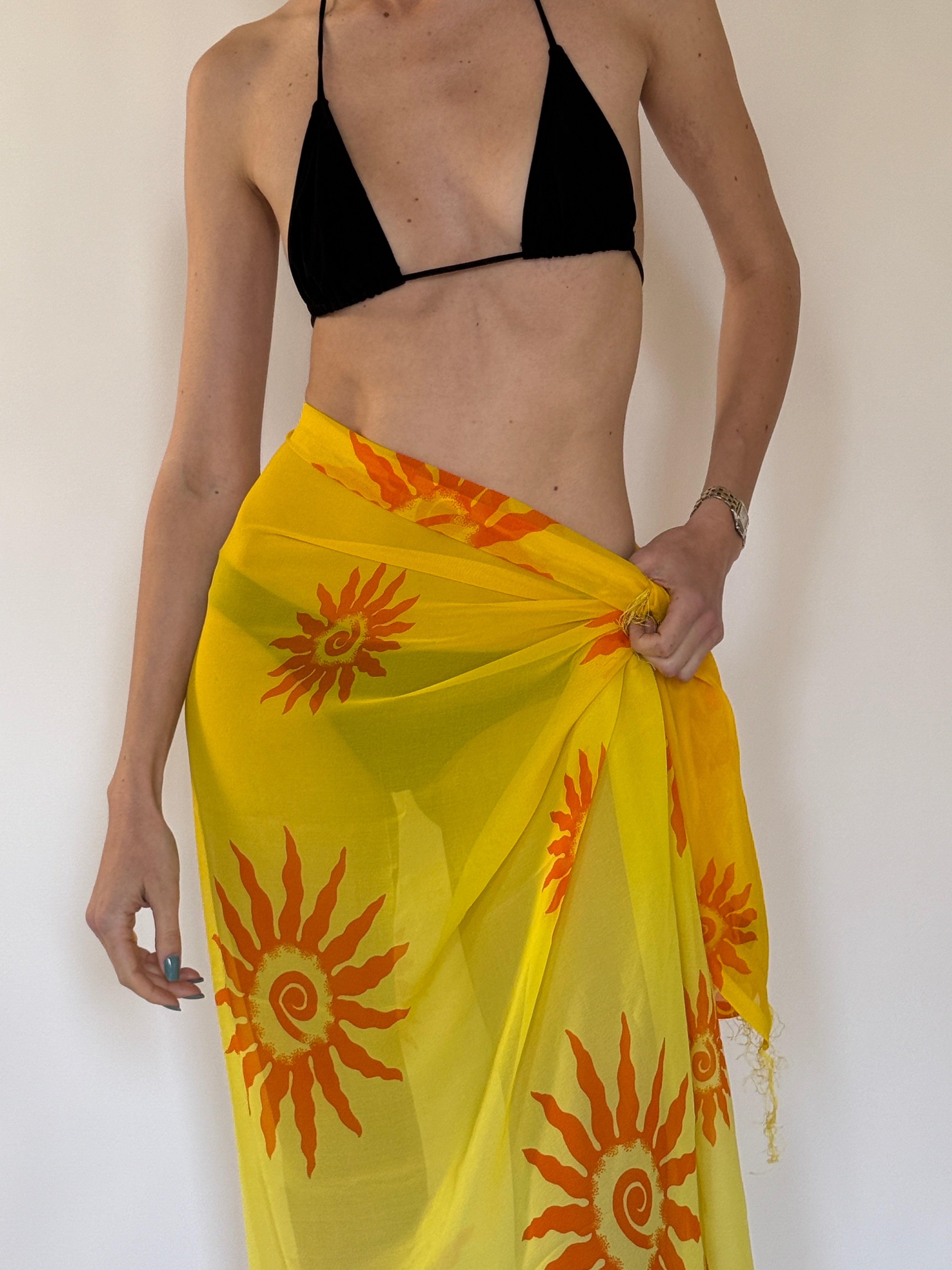 Vintage yellow sheer fabric close-up