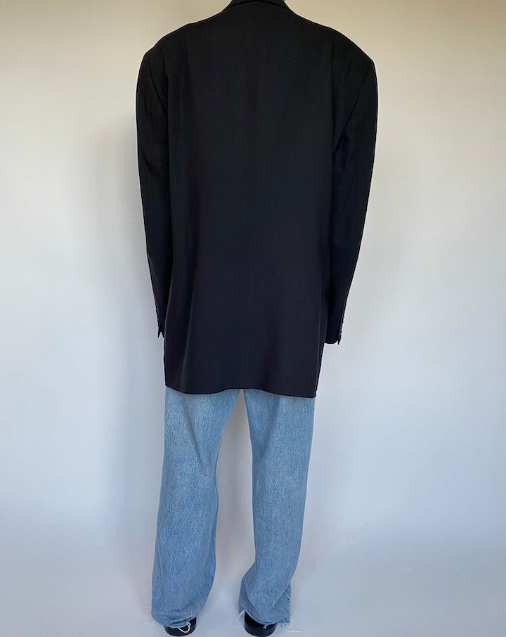 VINTAGE OVERSIZED BLACK WOOL BLAZER 1536