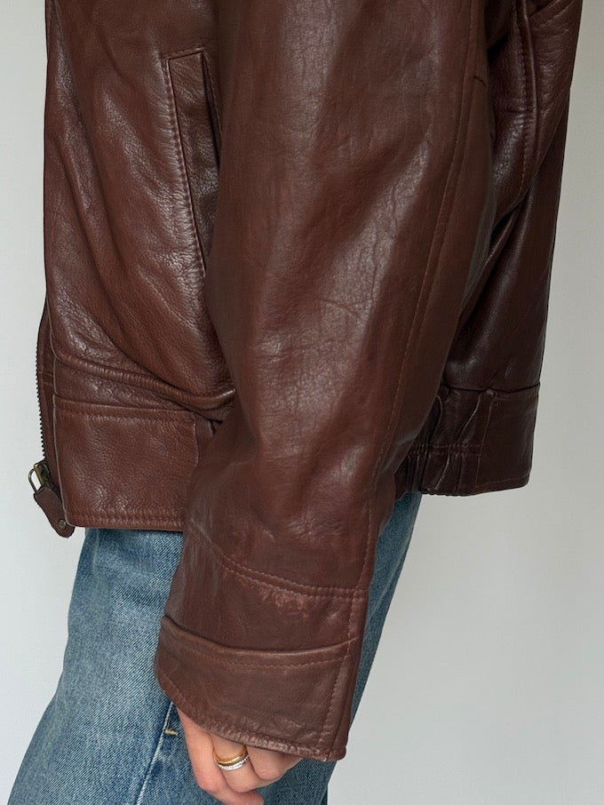 Vintage Leather Jacket In Brown 5411