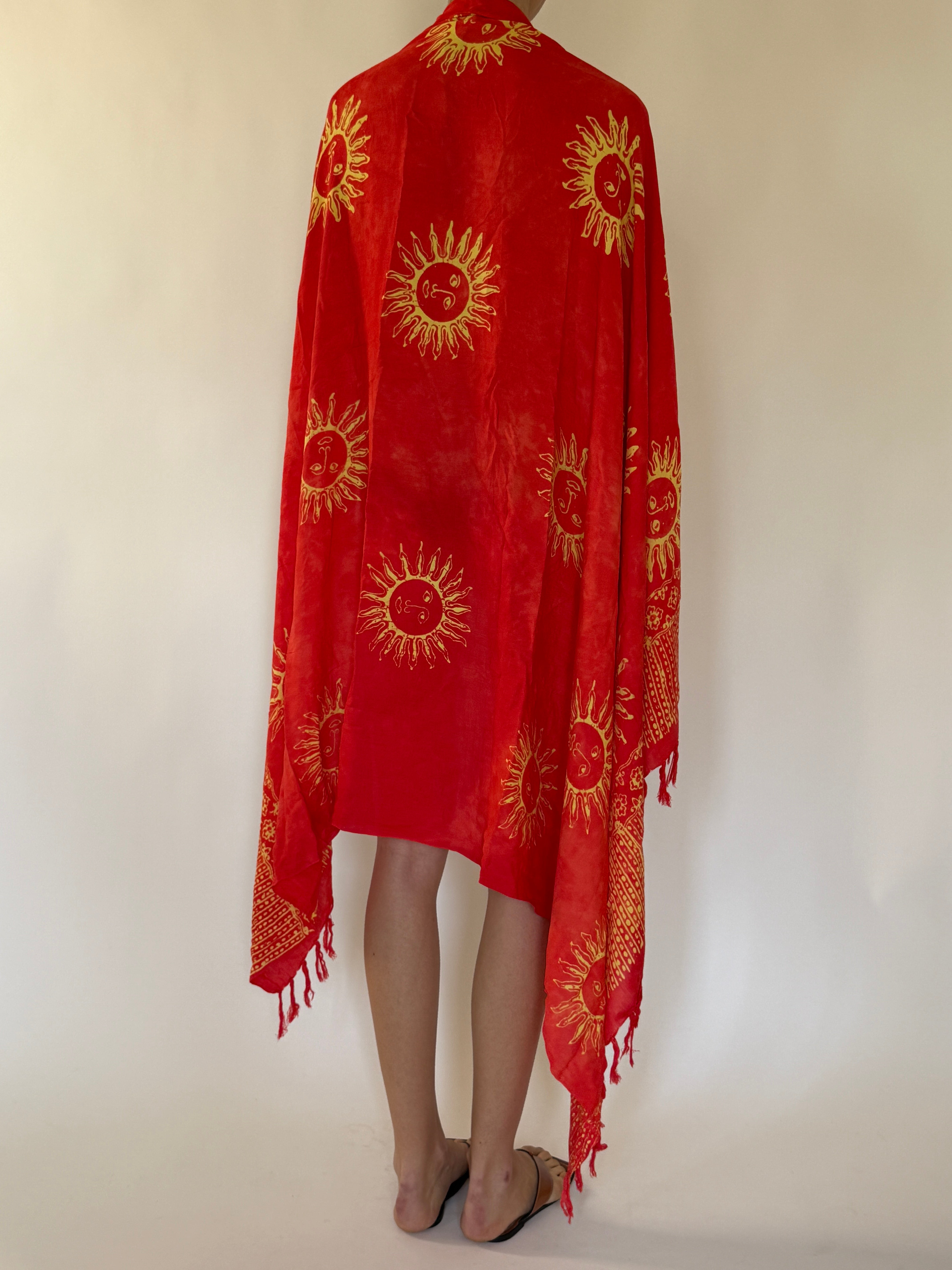 Vintage red sun print wrap back view