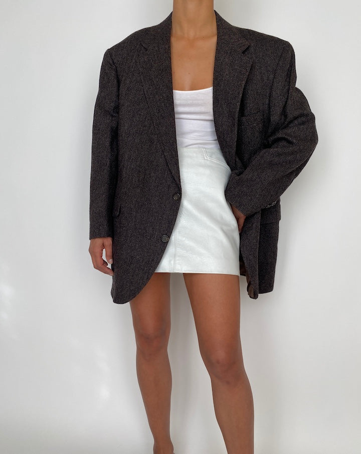 VINTAGE WOOL FISHBONE BLAZER 2054