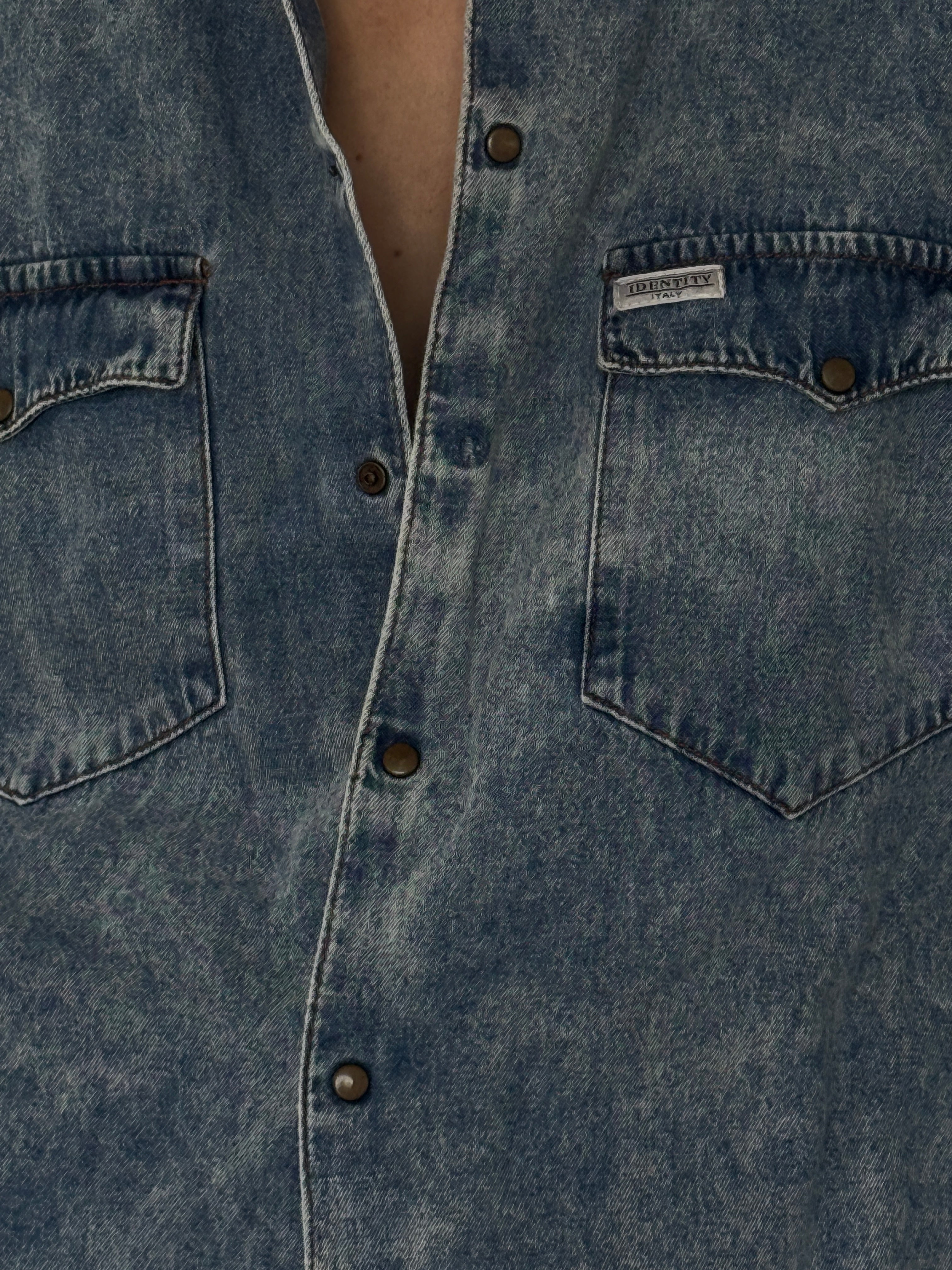 Vintage denim shirt chest pocket detail