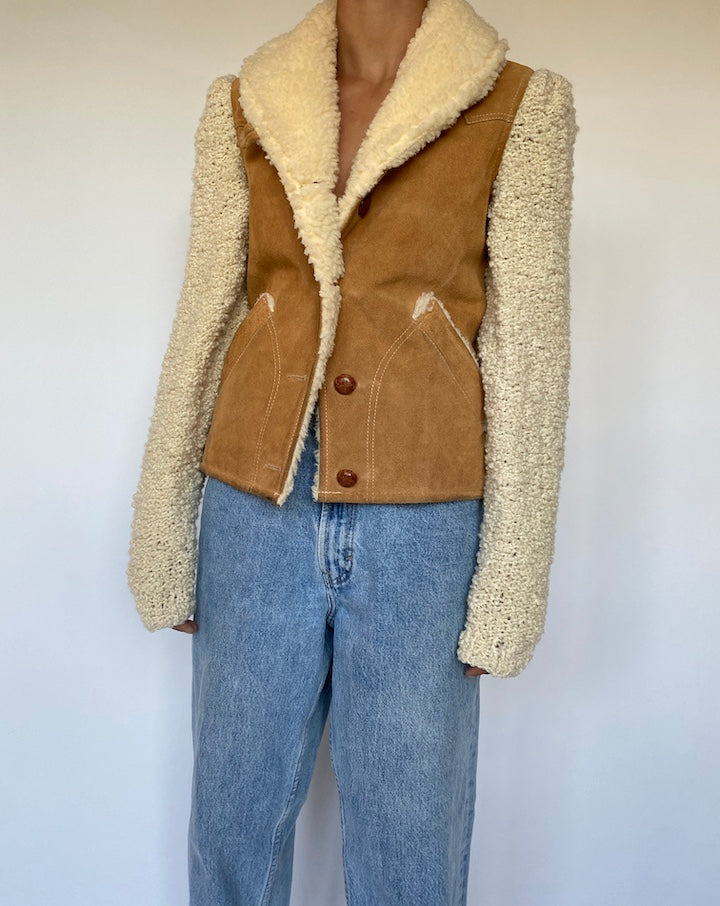VINTAGE FAUX SHERPA AND SUEDE LEATHER JACKET 1543