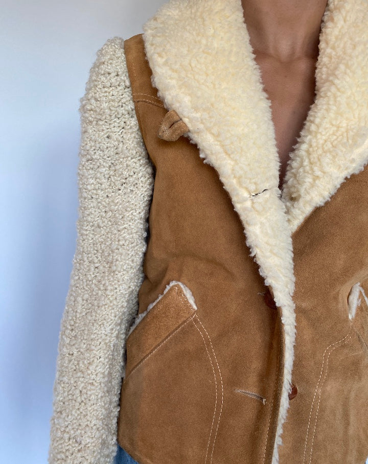 VINTAGE FAUX SHERPA AND SUEDE LEATHER JACKET 1543