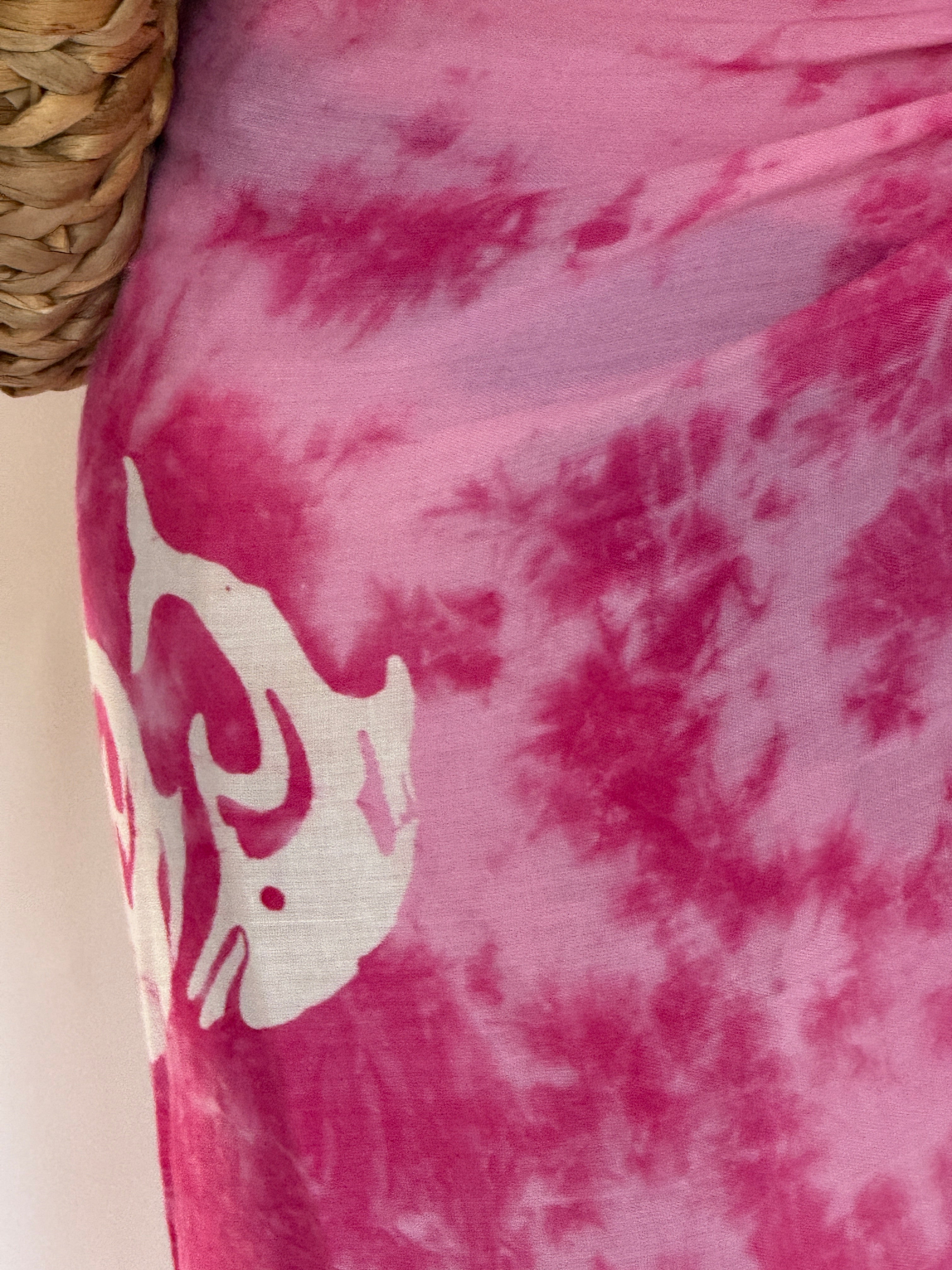 Vintage pink sarong draped view