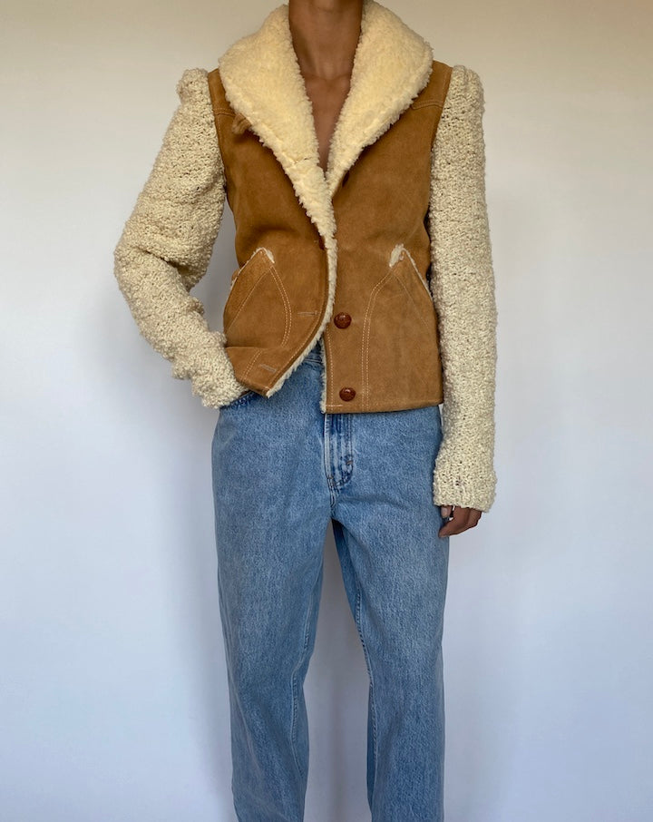 VINTAGE FAUX SHERPA AND SUEDE LEATHER JACKET 1543