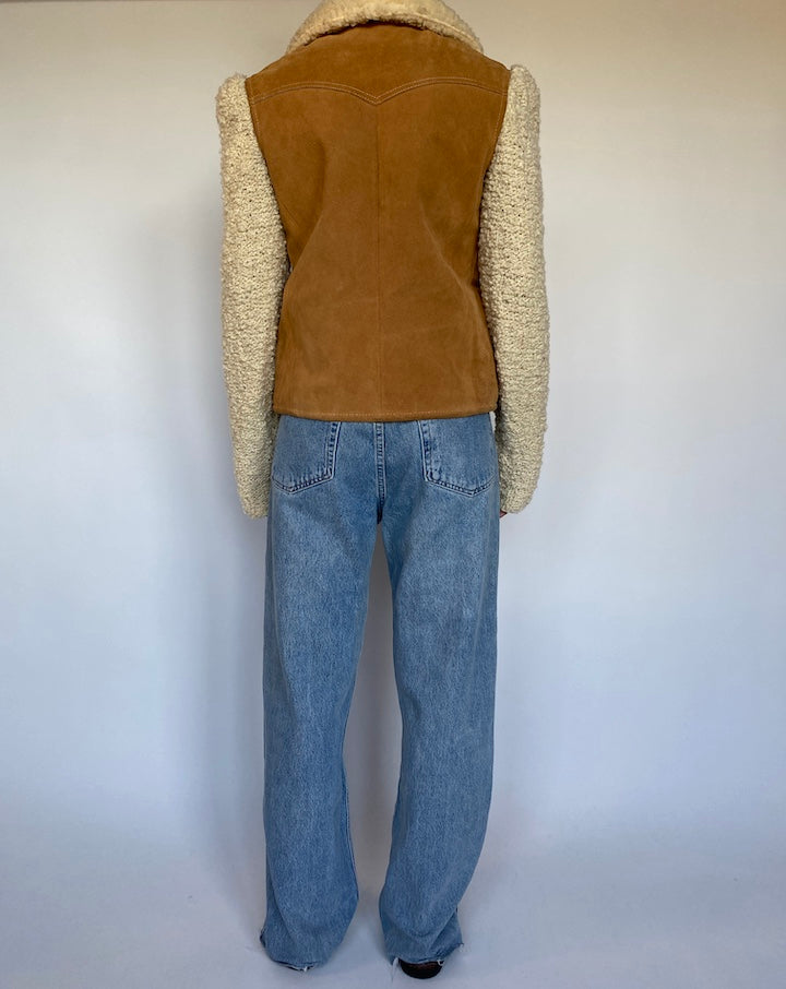 VINTAGE FAUX SHERPA AND SUEDE LEATHER JACKET 1543