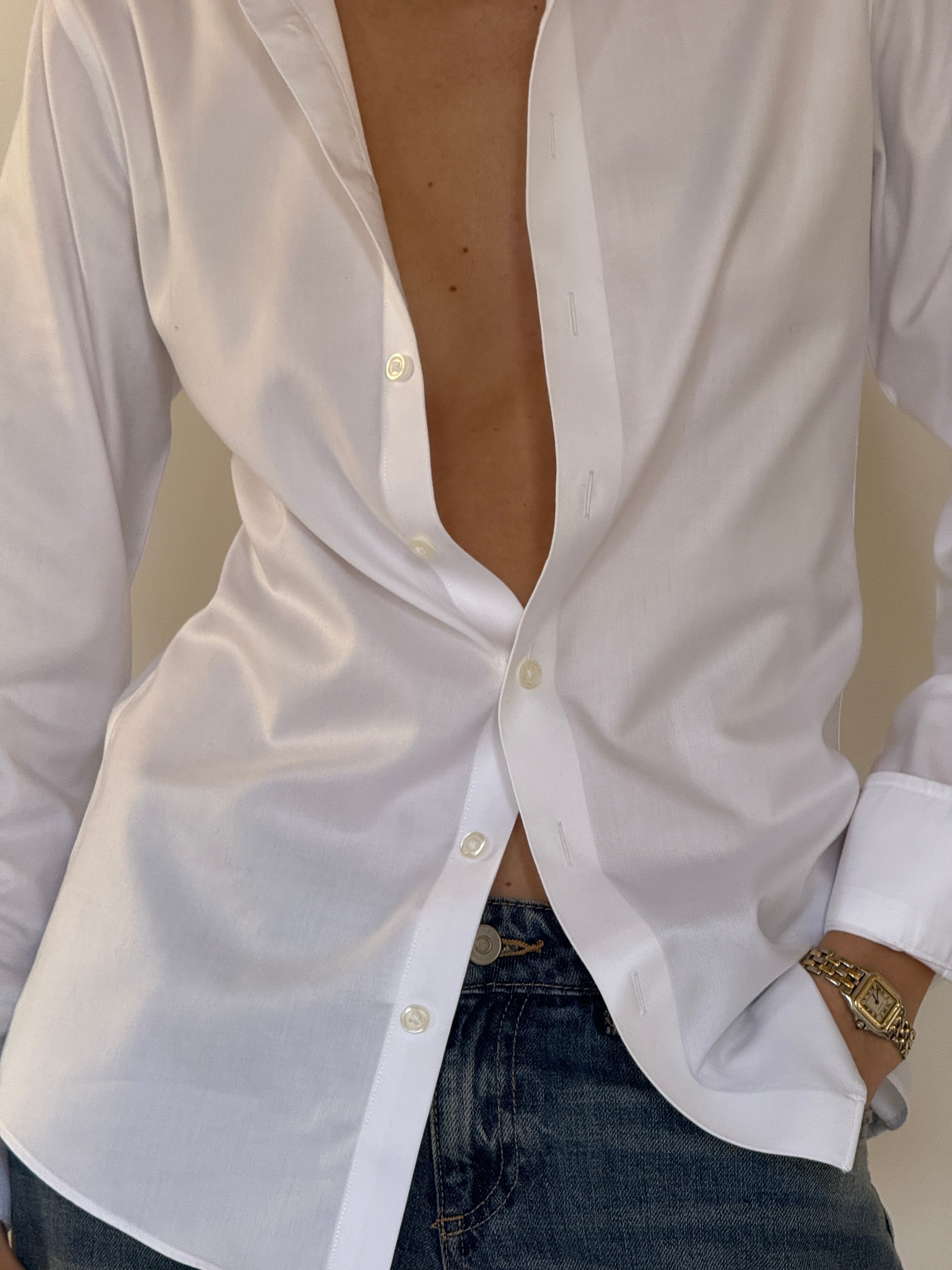 Vintage white button-up shirt close-up detail