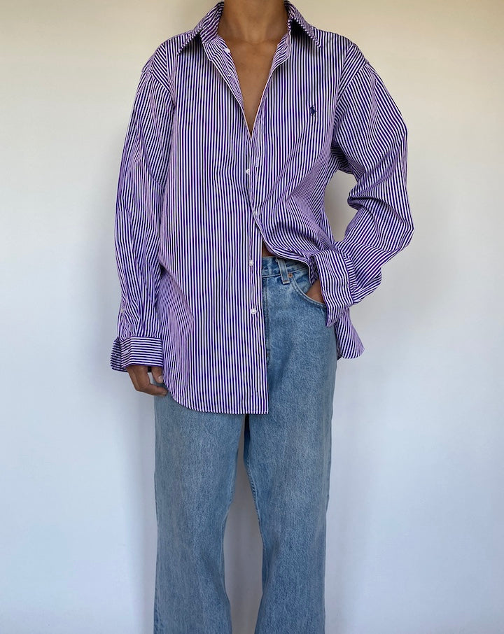 VINTAGE STRIPED PURPLE RALPH LAUREN SHIRT